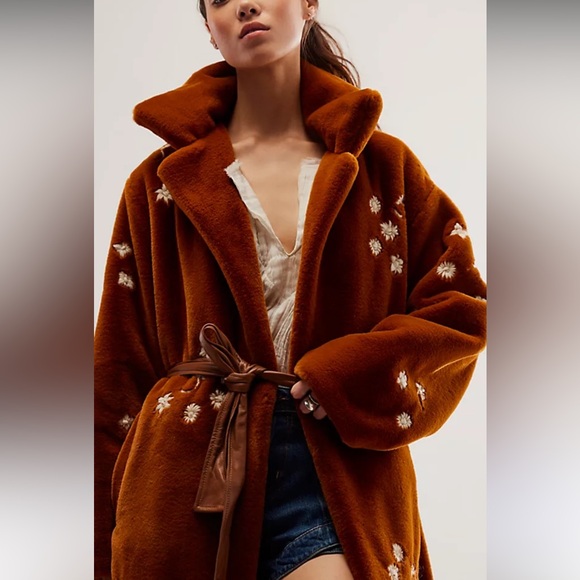 TACH Jackets & Blazers - TACH x Free people Camelot Teddy Jacket with Floral Embroidery